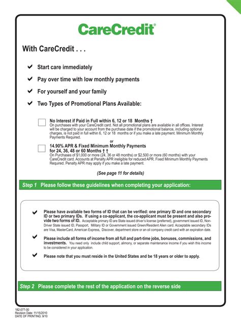 Care Credit Printable Application